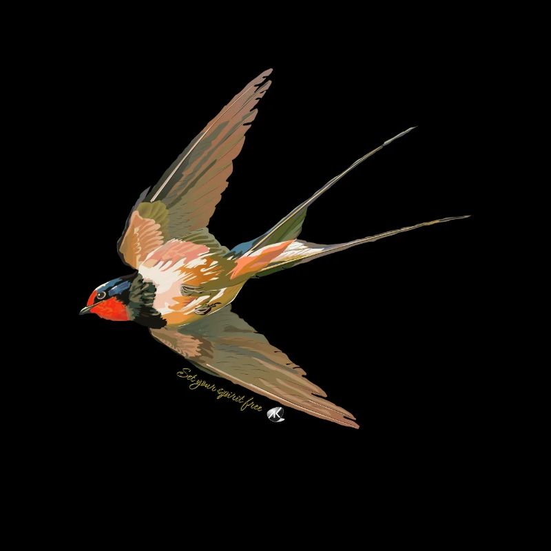 Schwalbe Abbildung mit Inschrift