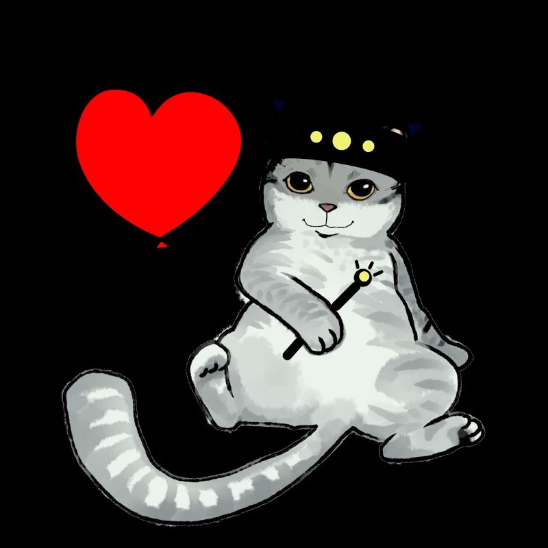 Cat birthday king heart congratulation