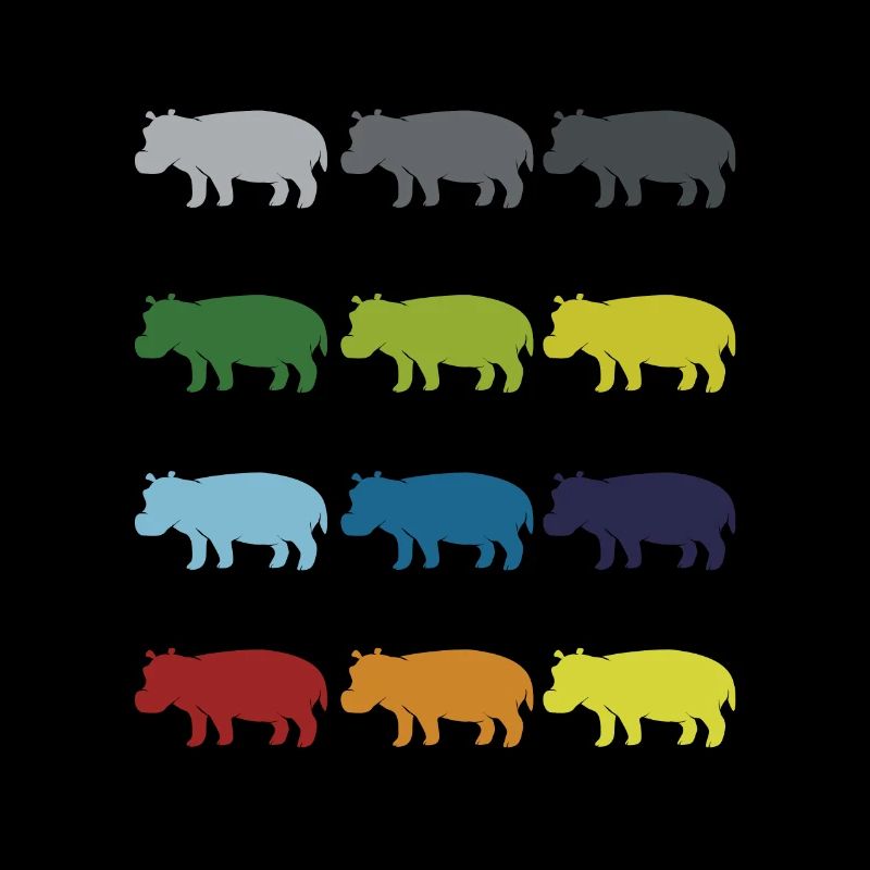 Neon Pop Art Retro Hippo Animal Gift Idea