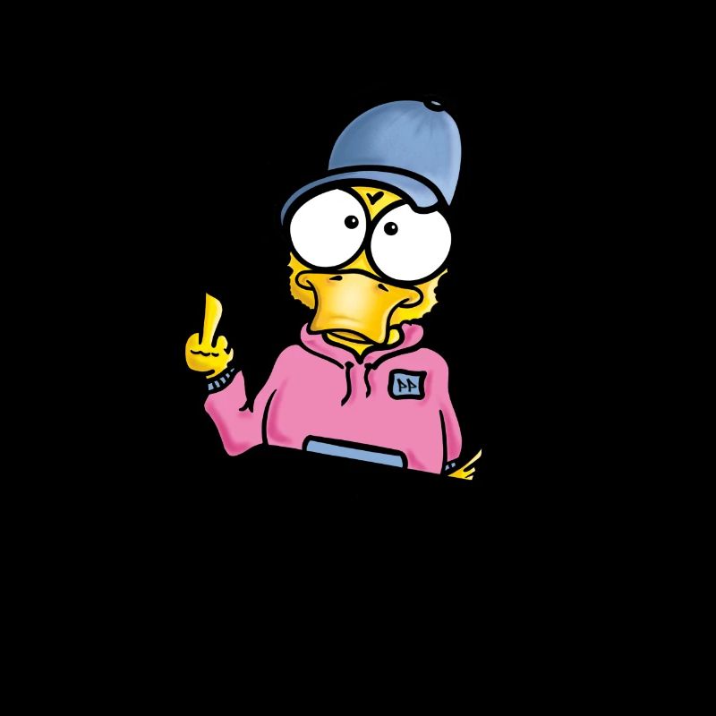 Duck with cap middle finger