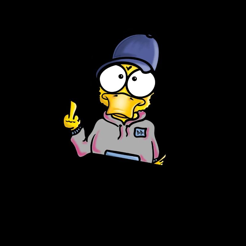 Duck with cap middle finger