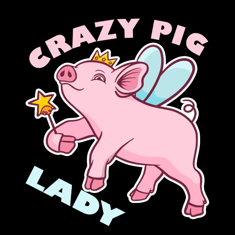 Crazy Pig Lady Pink Piglet Gift