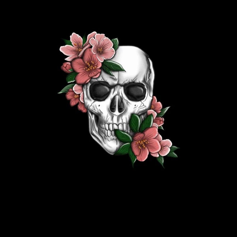 Tête de mort avec des fleurs