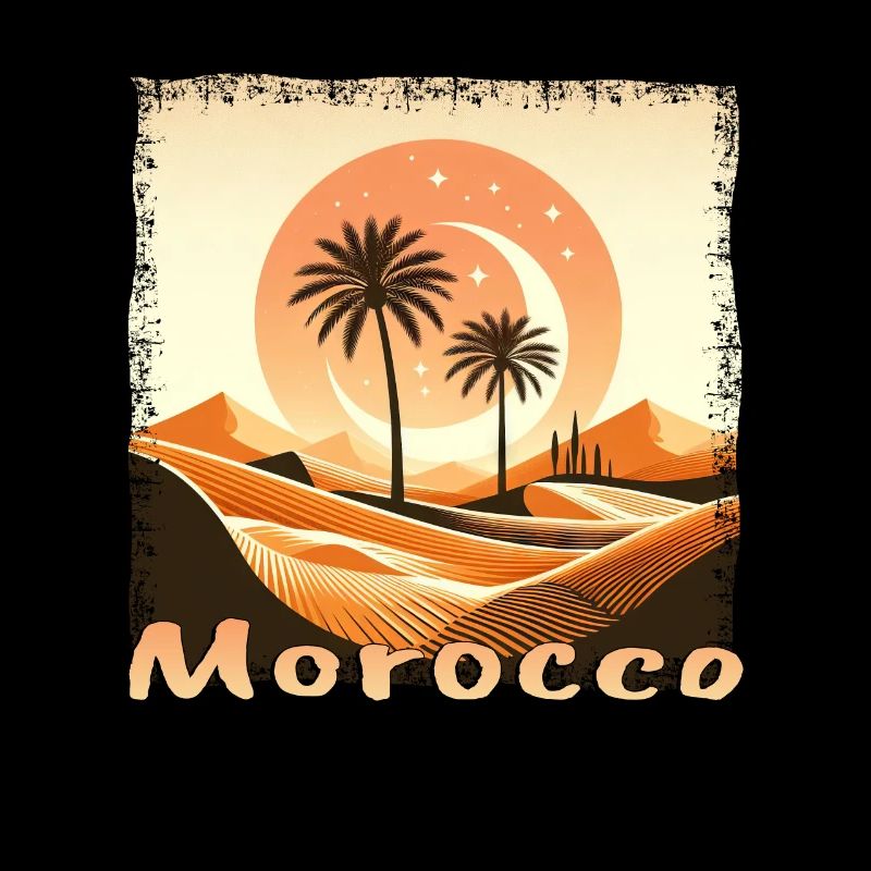 Morocco Sahara Sunset with Palm Tree