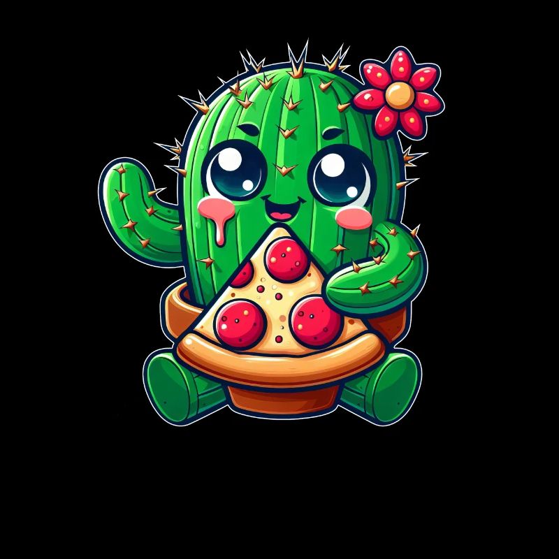 Lustiger Kaktus liebt Pizza niedlicher Comic