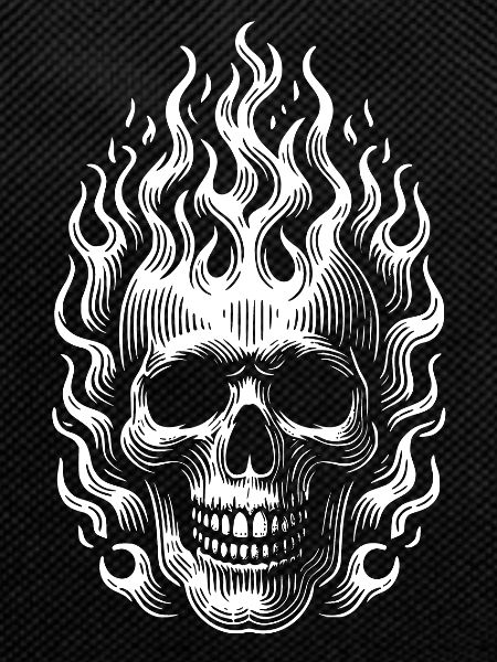 Skull with Flames Burning Skull
