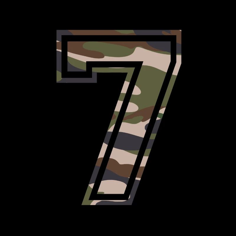 Number 7, camouflage-brown-green, customisable