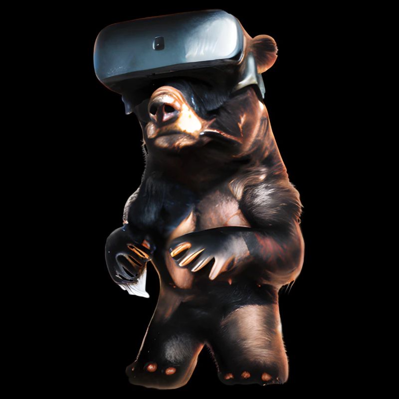 Bär mit Virtual Reality Headset