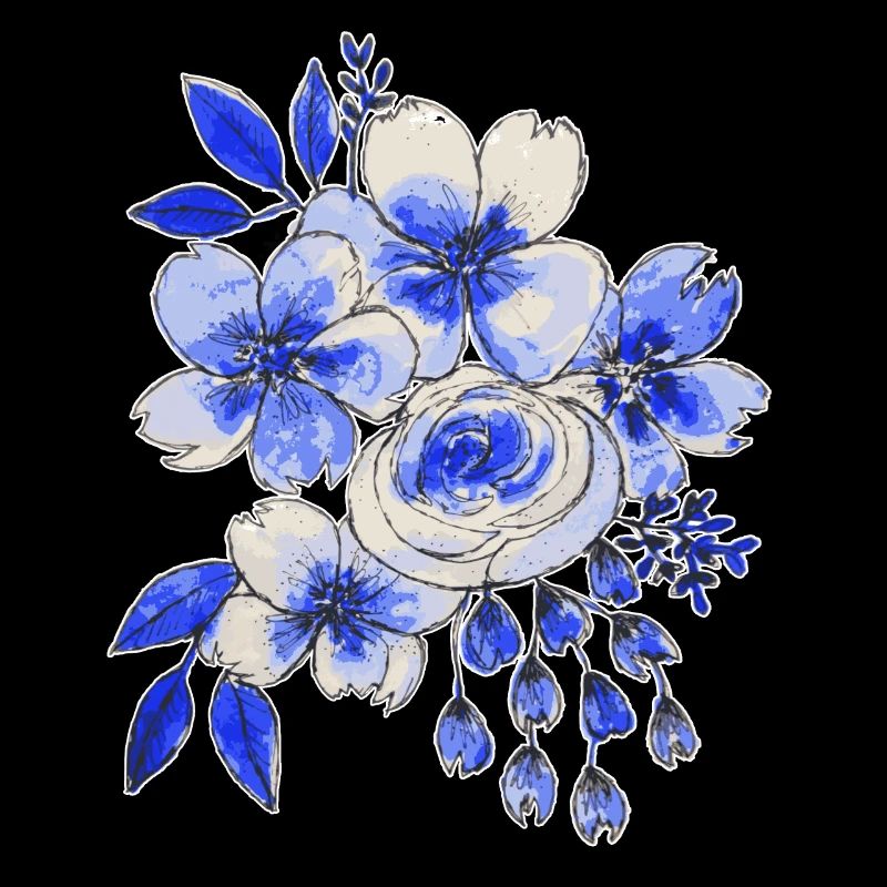 Bouquet bleu et blanc de fleurs