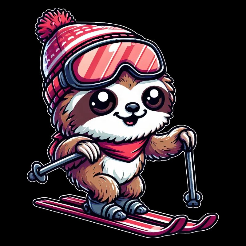 Faultier Skifahrer Winterurlaub Spaß