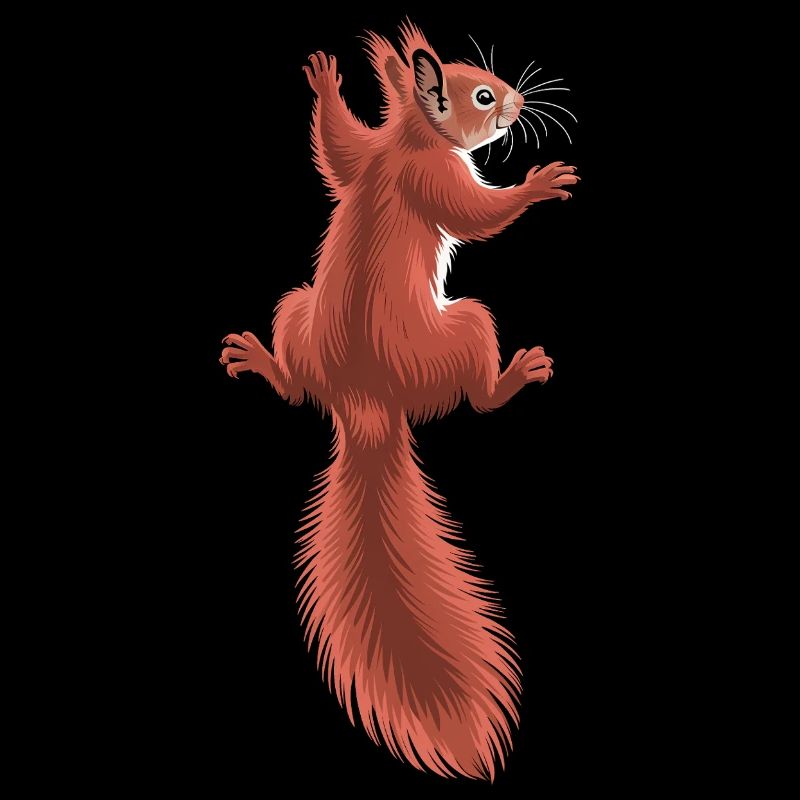Cute climbing red squirrel