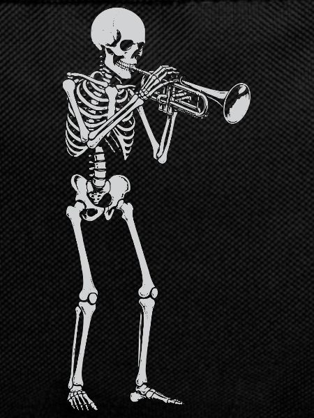 Skeleton spielt Trompete
