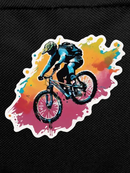 Mountainbike bergab durch Farbspritzer