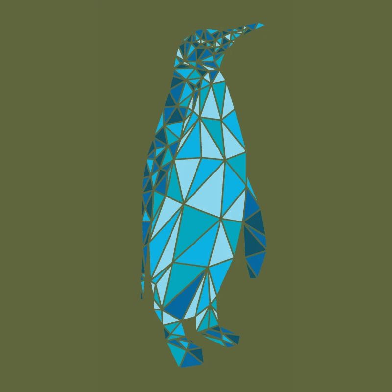 Pinguin Polygon Mosaik - Kaiserpinguin blau