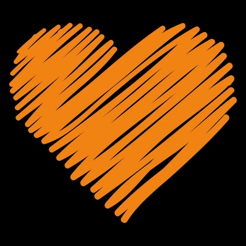Orange Handherz Kritzelei