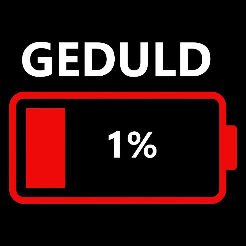 Bitte Geduld ein leeres Akku mit einem Prozent