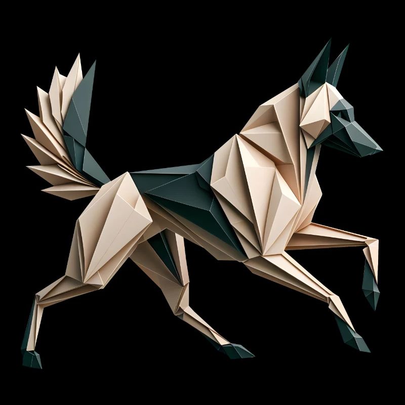 3D Geometric Origami Malinois Dog