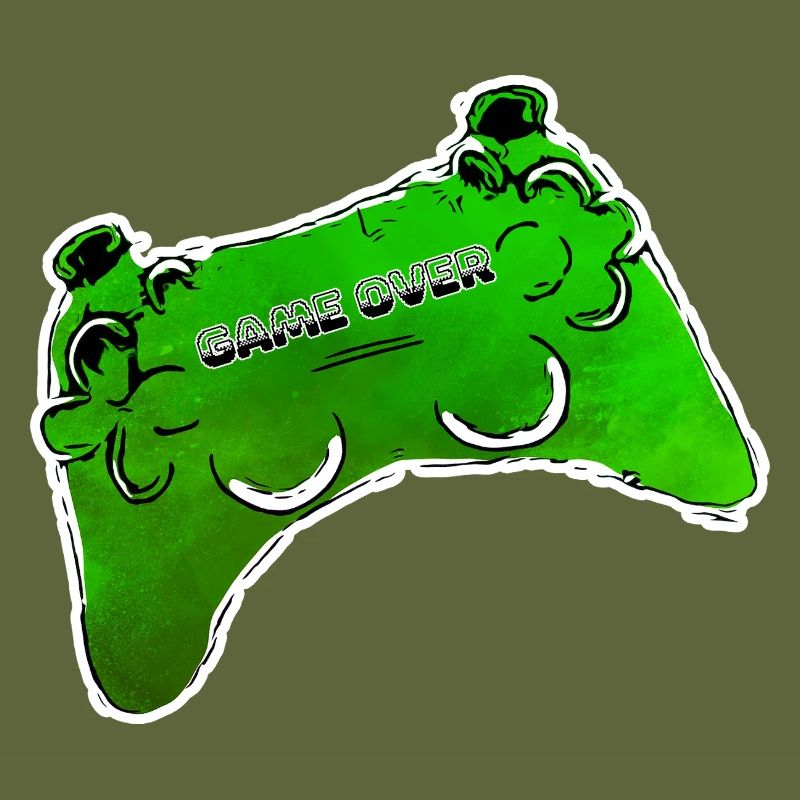 manette de bande dessinée verte avec texte GAME OVER