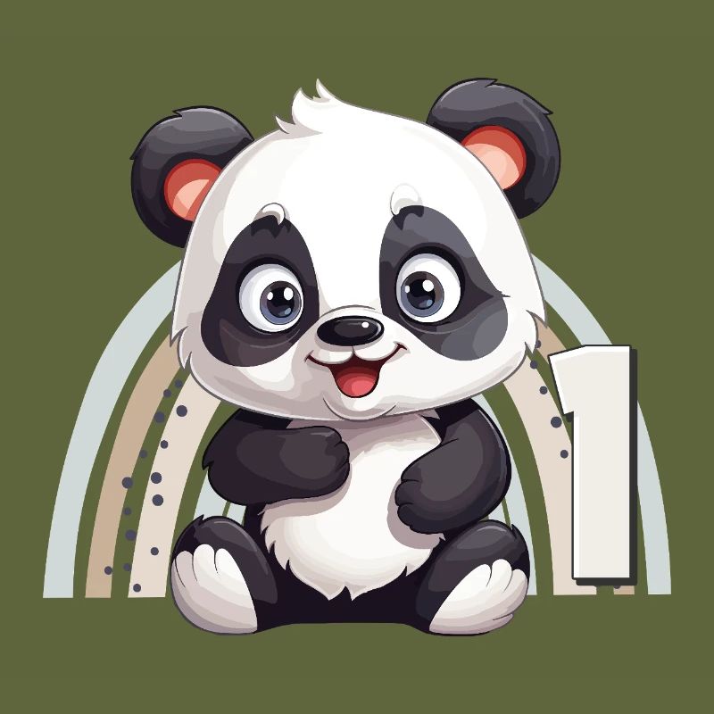 1. Geburtstag Panda Bär Regenbogen Süß Niedlich