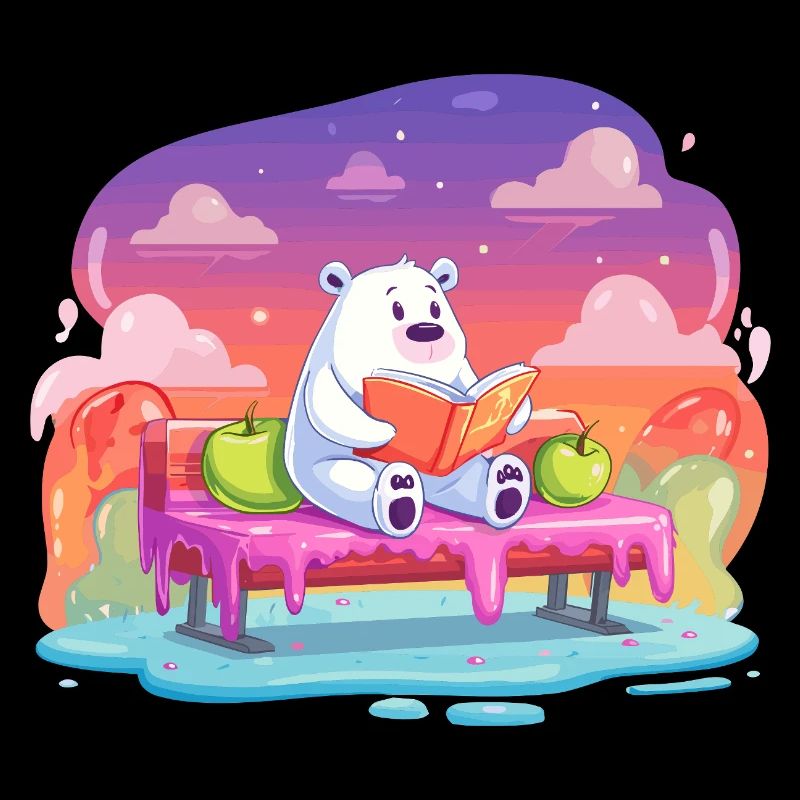 Lesender Eisbär im Farbtraum