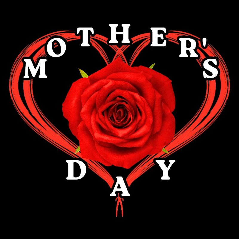 Mother's Day Heart and Rose Artwork
