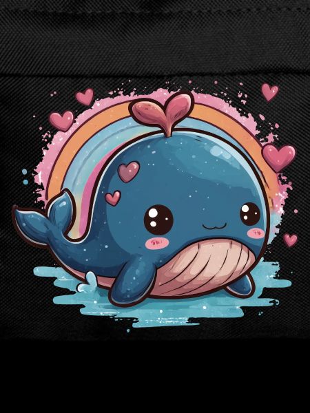 Kawaii Herzwal mit Regenbogen