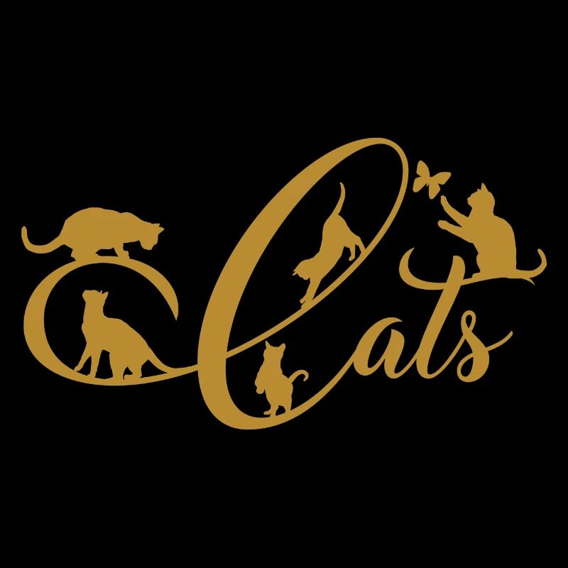 Cheerful kittens do gymnastics on decorative writing