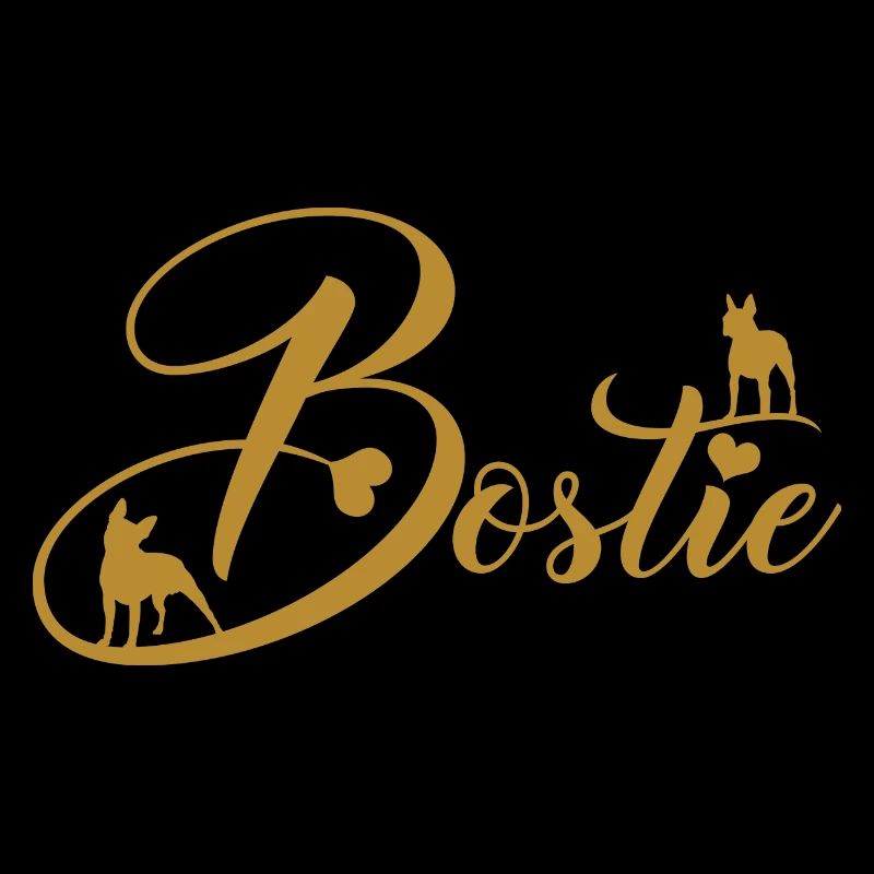 Bostie Boston Terrier with Decorative Font