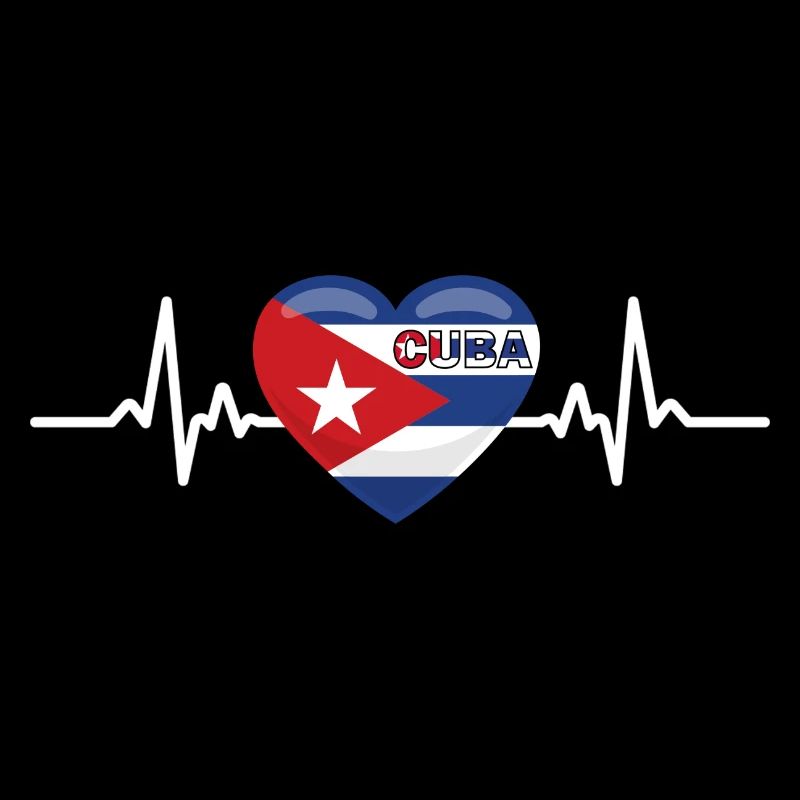 J’aime le drapeau de Cuba avec battement de cœur