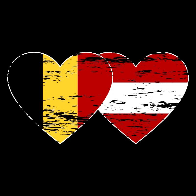 Belgium Austria Flag Heart Used