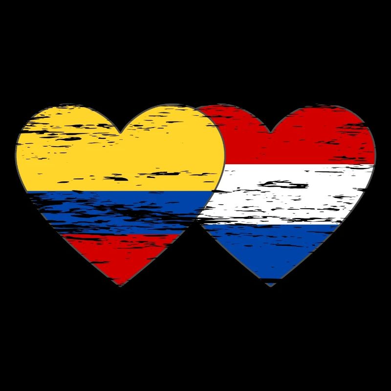 Colombie Hollande drapeau coeur utilisé