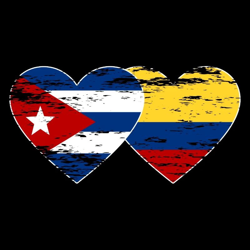 Cuba Colombie Drapeau Coeur Utilisé