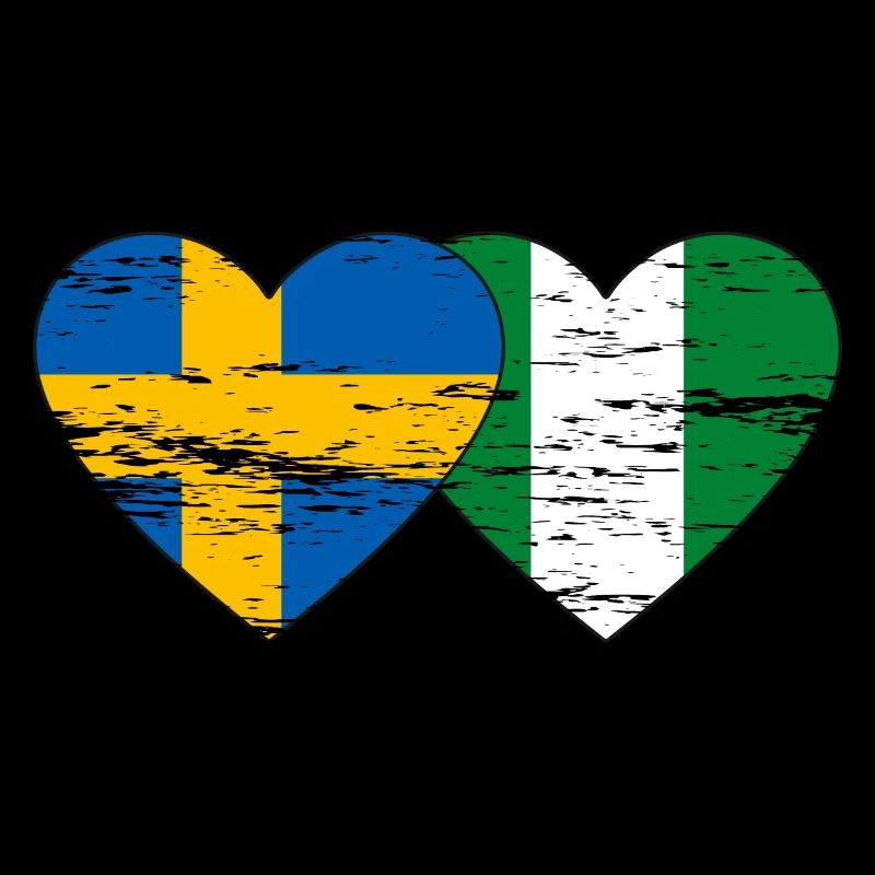 Suède Nigeria drapeau coeur utilisé