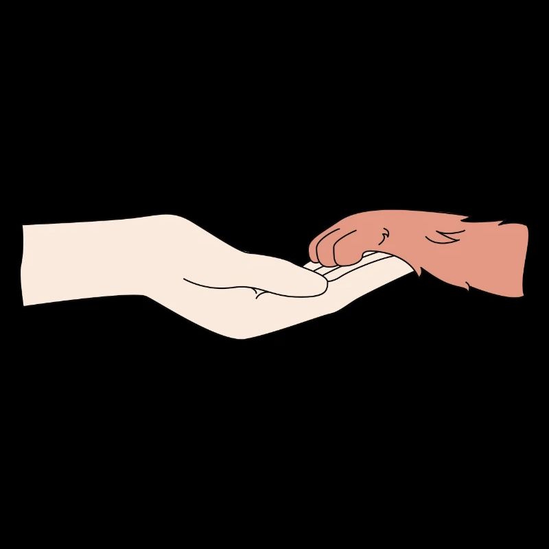 Eine menschliche Hand und eine Hunde Pfote
