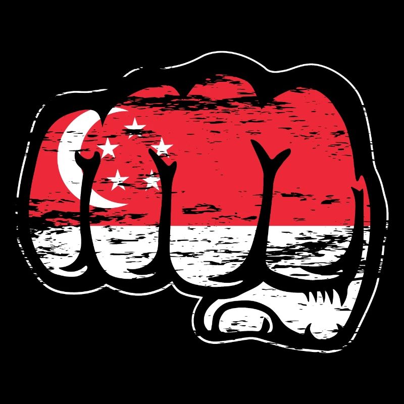 Singapur Flagge Faust Hand used