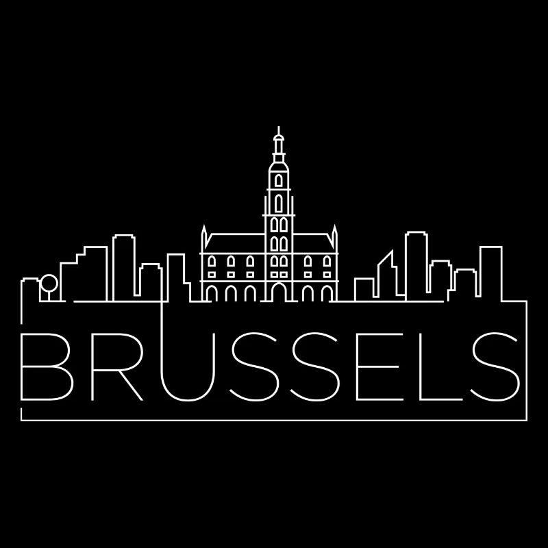 Brussels City Skyline Silhouette in Belgium Brussels