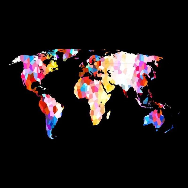 Mosaïque de carte du monde colorée