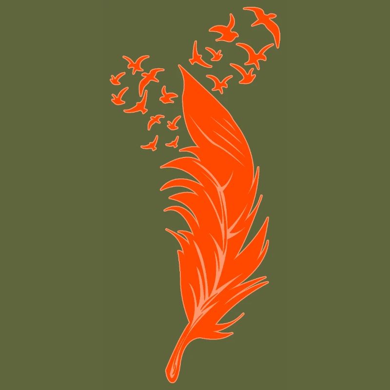 Plume et oiseaux oranges