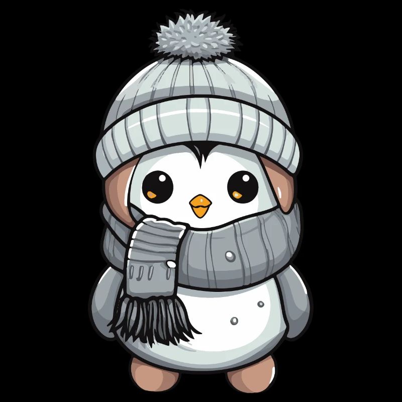 Pingouin Hiver Animal Mignon Bande Dessinée