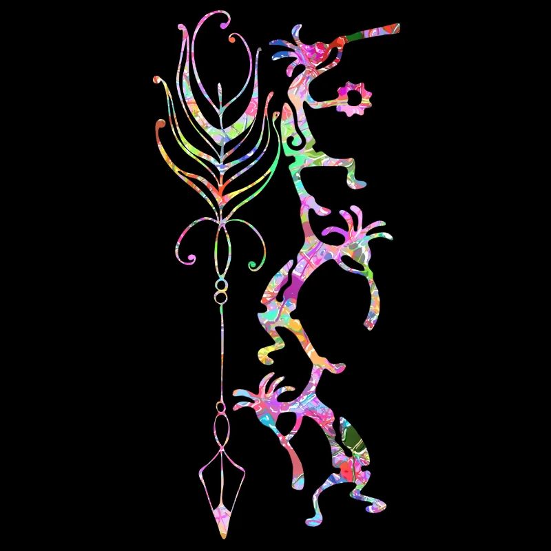 Kokopelli Musician Acrobats - Boho Feather 1