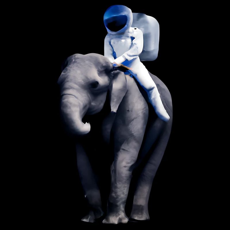 Astronaut on elephant adventure