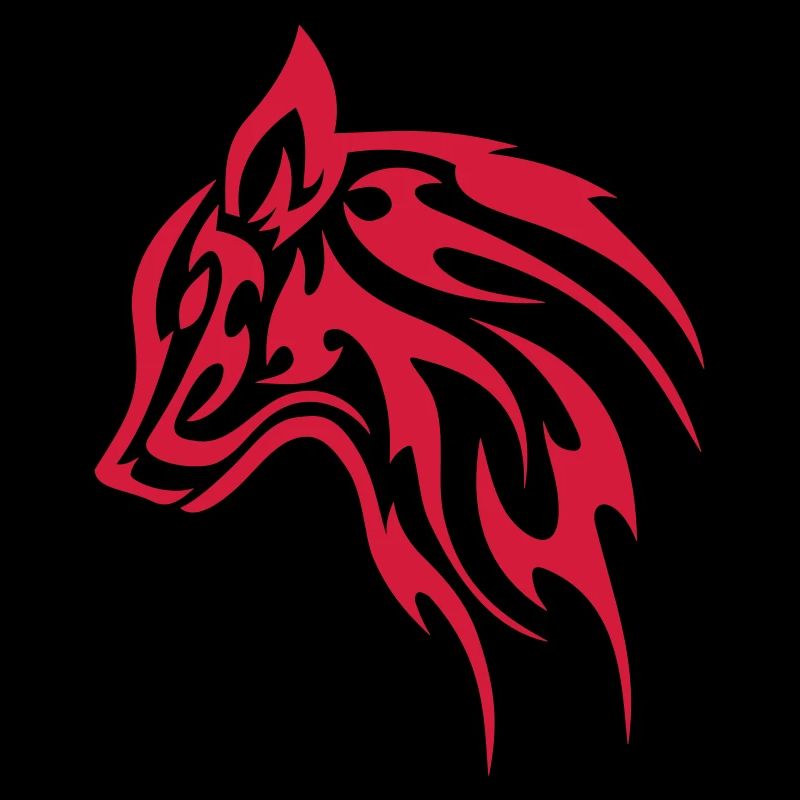 Tribal Wolf Head 1c
