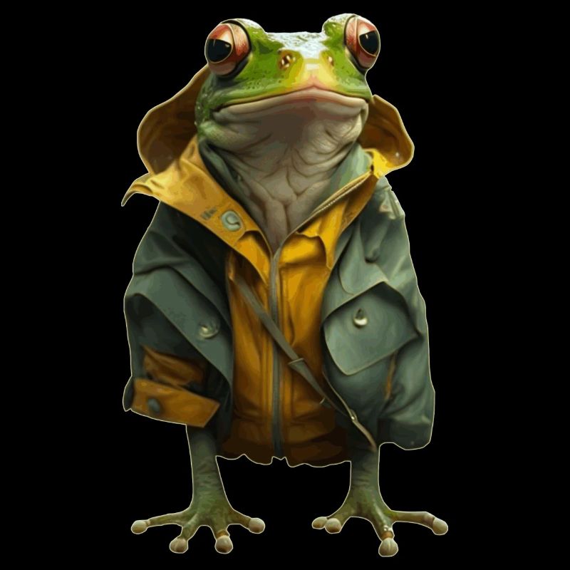 Such a storm thinks the frog with a rain jacket