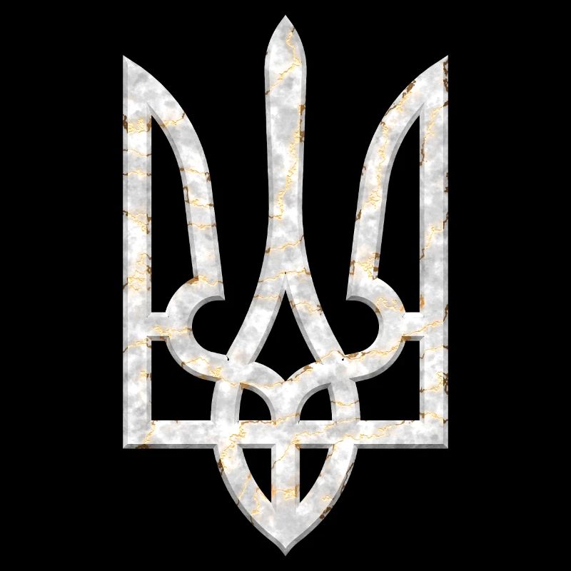 Ukraine Wappen Gerfalke Trident Dreizack Marmor