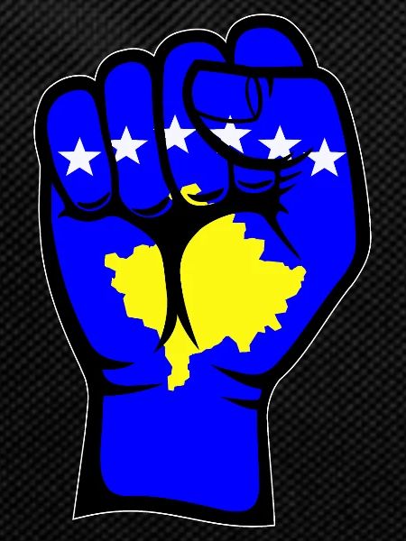 Kosovo Flag Fist Hand Symbol
