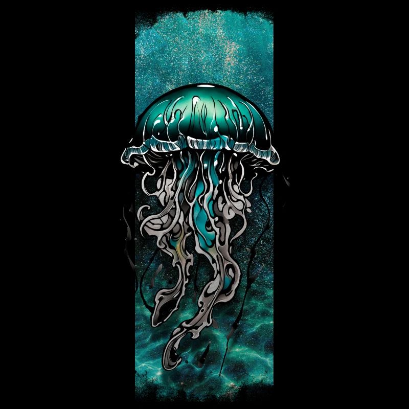 Azure Drift: Cyan Jellyfish Design