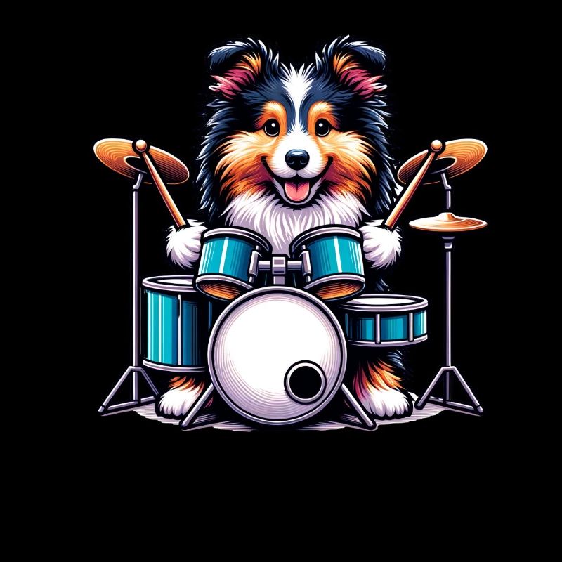 Cooler Sheltie Drummer Puppy Design