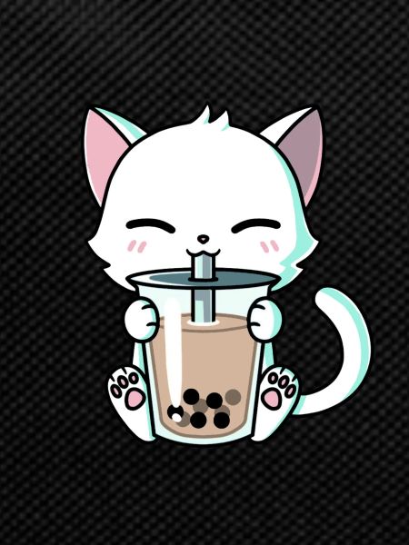 cat drinking bubble tea