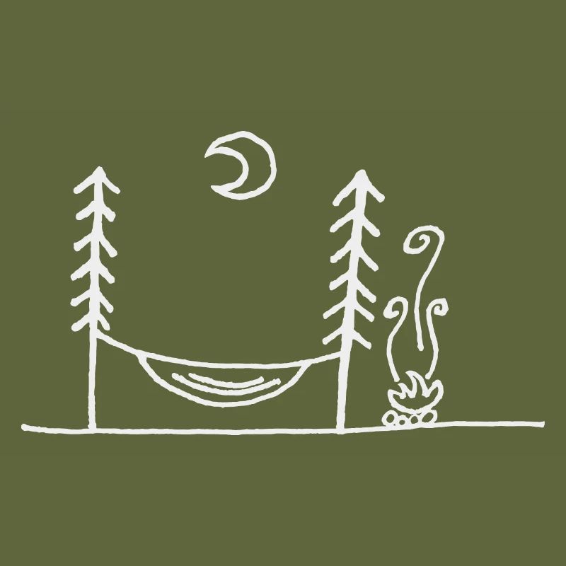 Hammock, campfire & moonlight