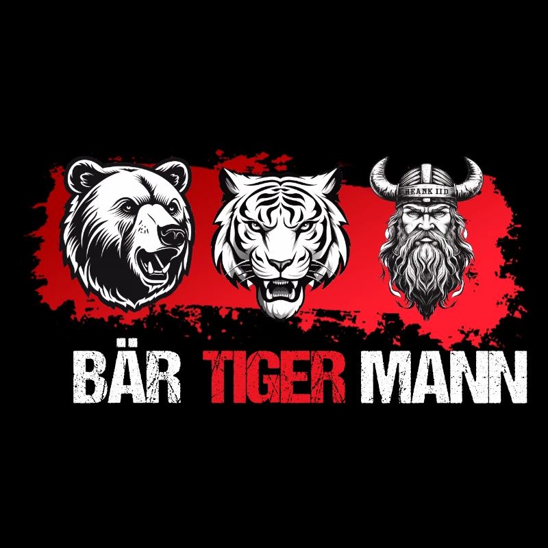 Vater mit Bart Bär Tiger Mann Vatertag Bart Träger